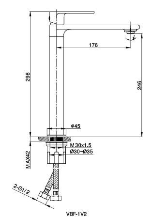 Смеситель для раковины Vincea Vogue VBF-1V2BG золото матовое
